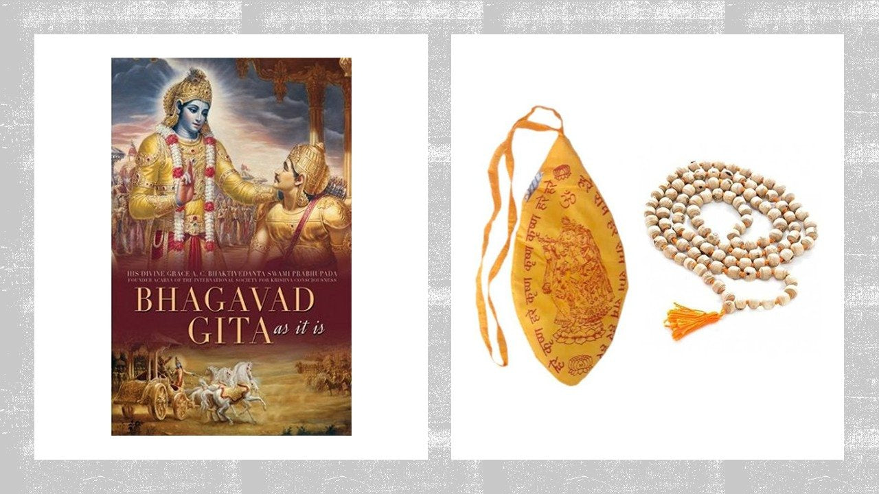 Bhagvad Gita As It Is + Japa Mala & Bead Bag